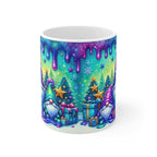 Christmas Gnome Mug with festive design, 11oz ceramic, glossy finish, microwave and dishwasher safe.