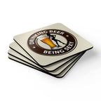 Sexy coaster set with high-gloss MDF, cork back, and playful beer design.