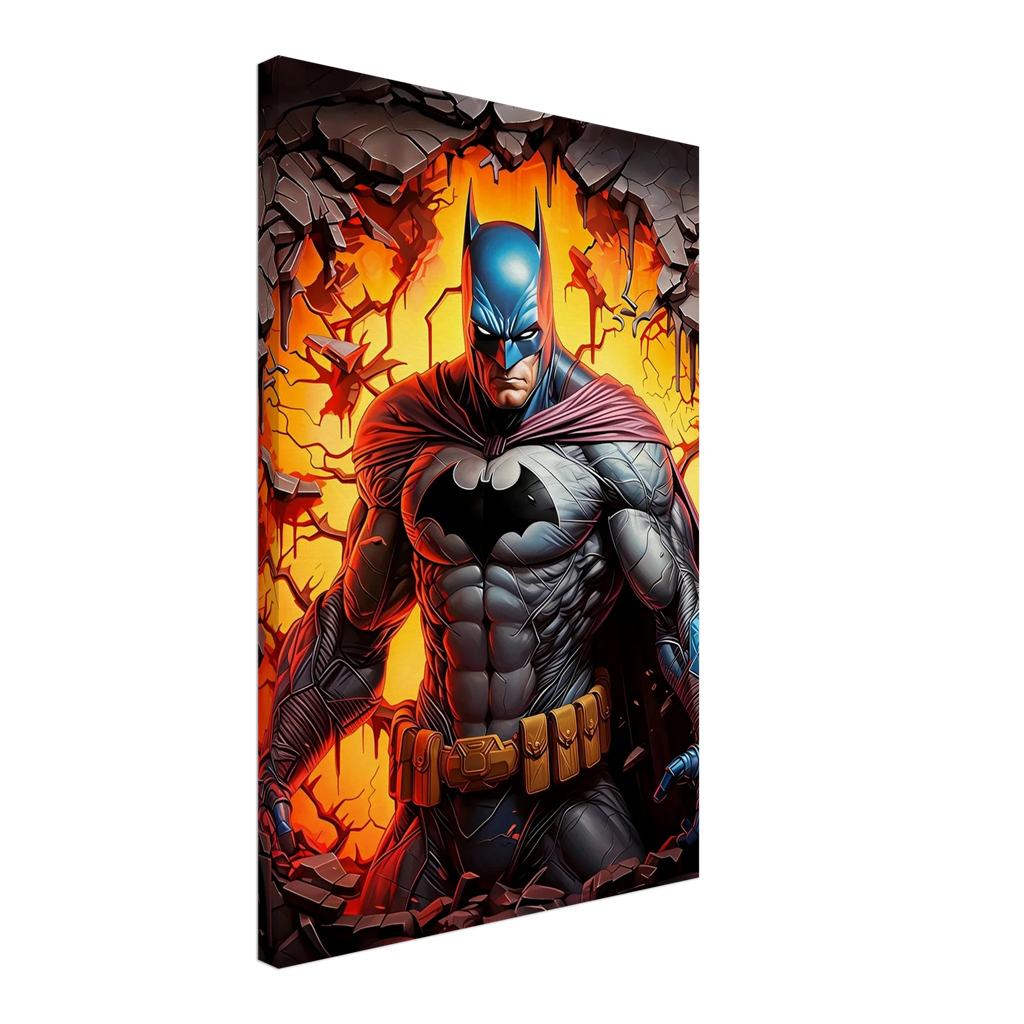 Batman wall canvas with vibrant colors, showcasing Gotham’s protector.