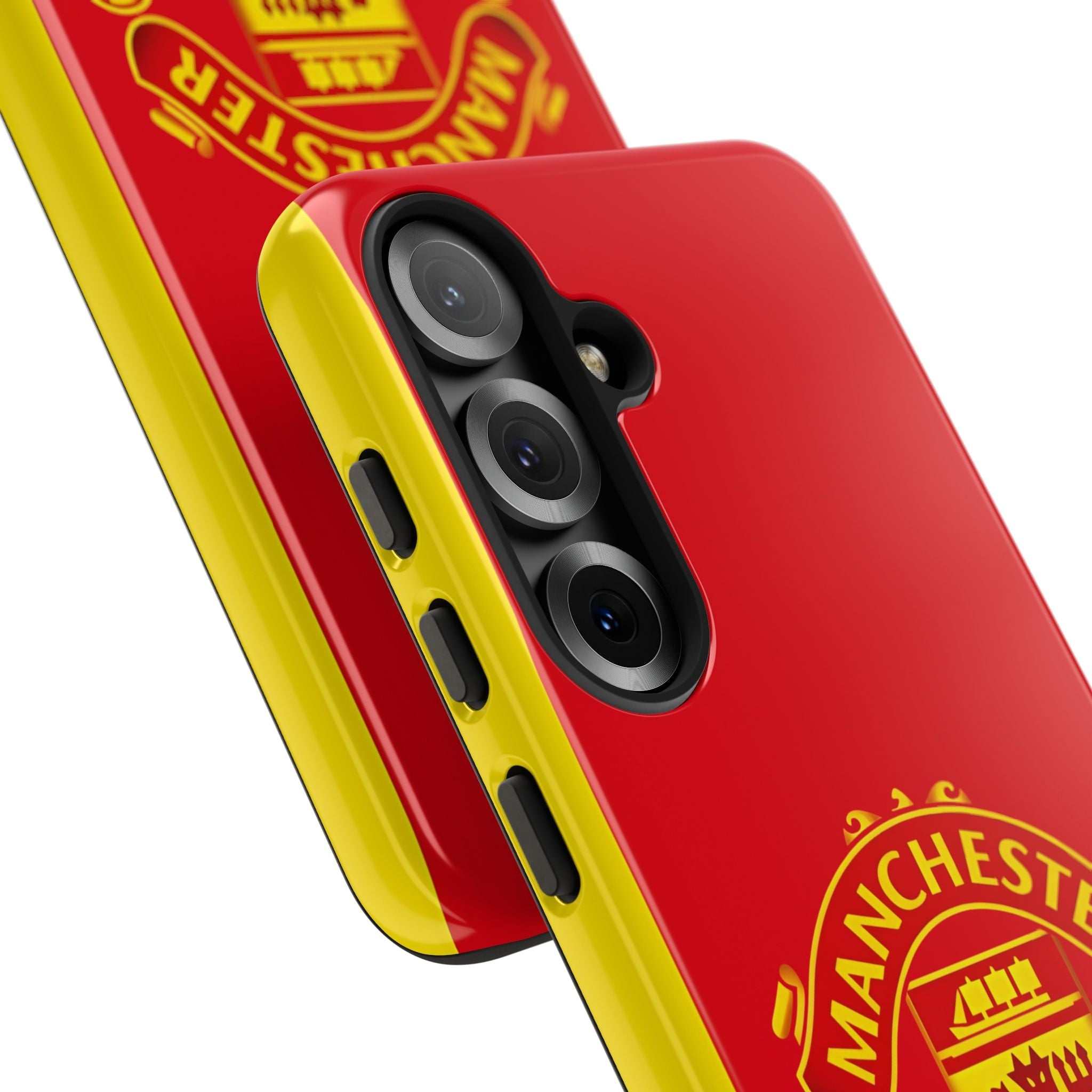 Manchester United Magnetic Samsung Case with red Red Devils crest and dual-layer protection for wireless charging