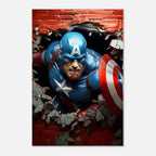 Captain America Wall Canvas featuring bold superhero artwork with vibrant colors.