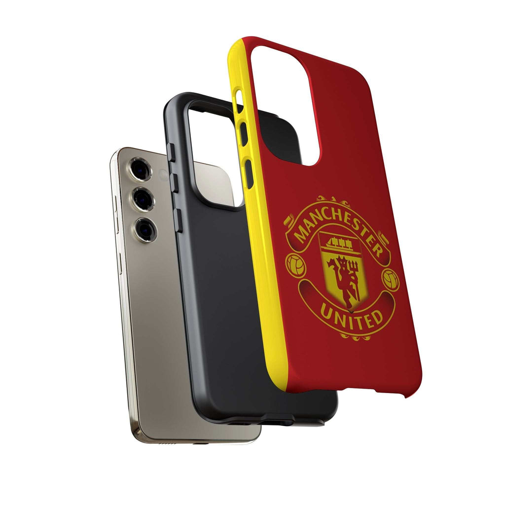 Manchester United Magnetic Samsung Case with red team crest and dual-layer protection for wireless charging