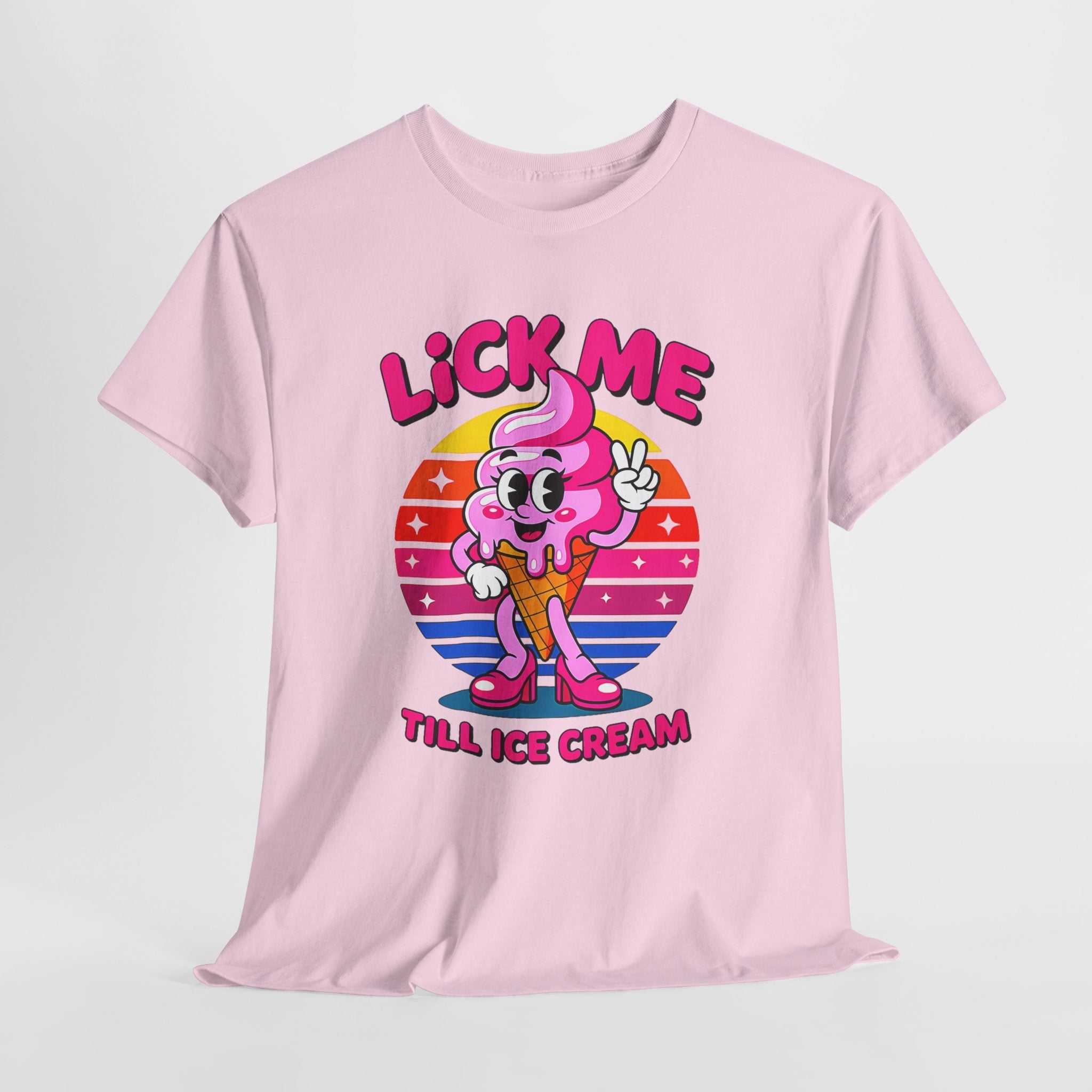 Lick Me Till Ice Cream T-Shirt with playful ice cream graphic and summer vibes