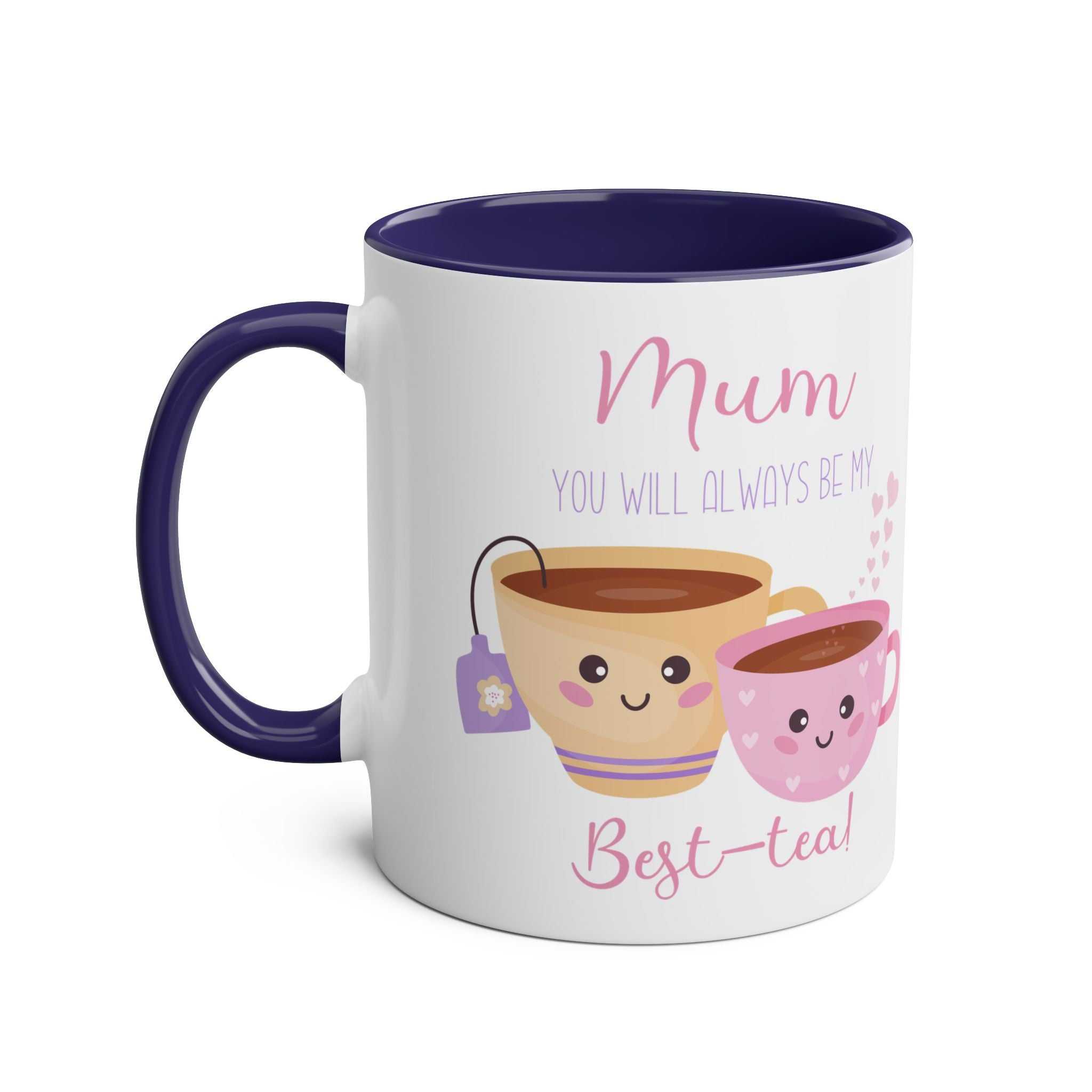 Best Tea Mum Ever Mother's Day mug in glossy finish with cute teacup design.