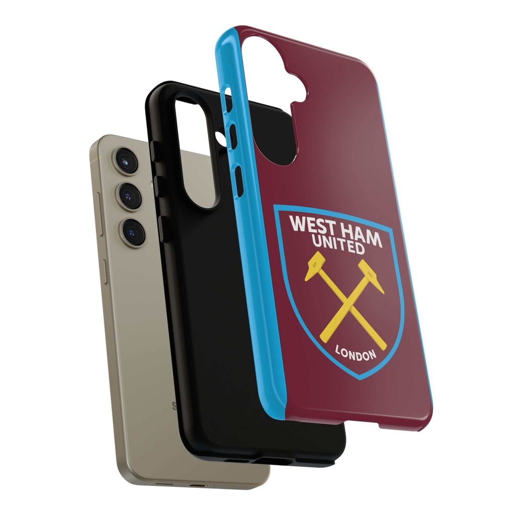 West Ham United Magnetic Samsung Case with claret and blue colors and official-inspired crest, dual-layer shock-absorbing protection, wireless charging compatible
