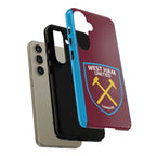 West Ham United Magnetic Samsung Case with claret and blue colors and official-inspired crest, dual-layer shock-absorbing protection, wireless charging compatible