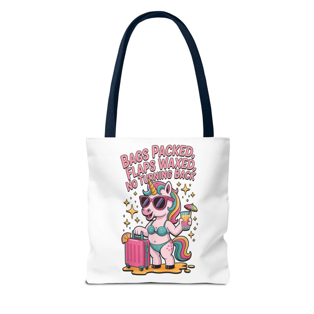 Fun unicorn travel tote bag with cheeky design and colorful handles for daily use
