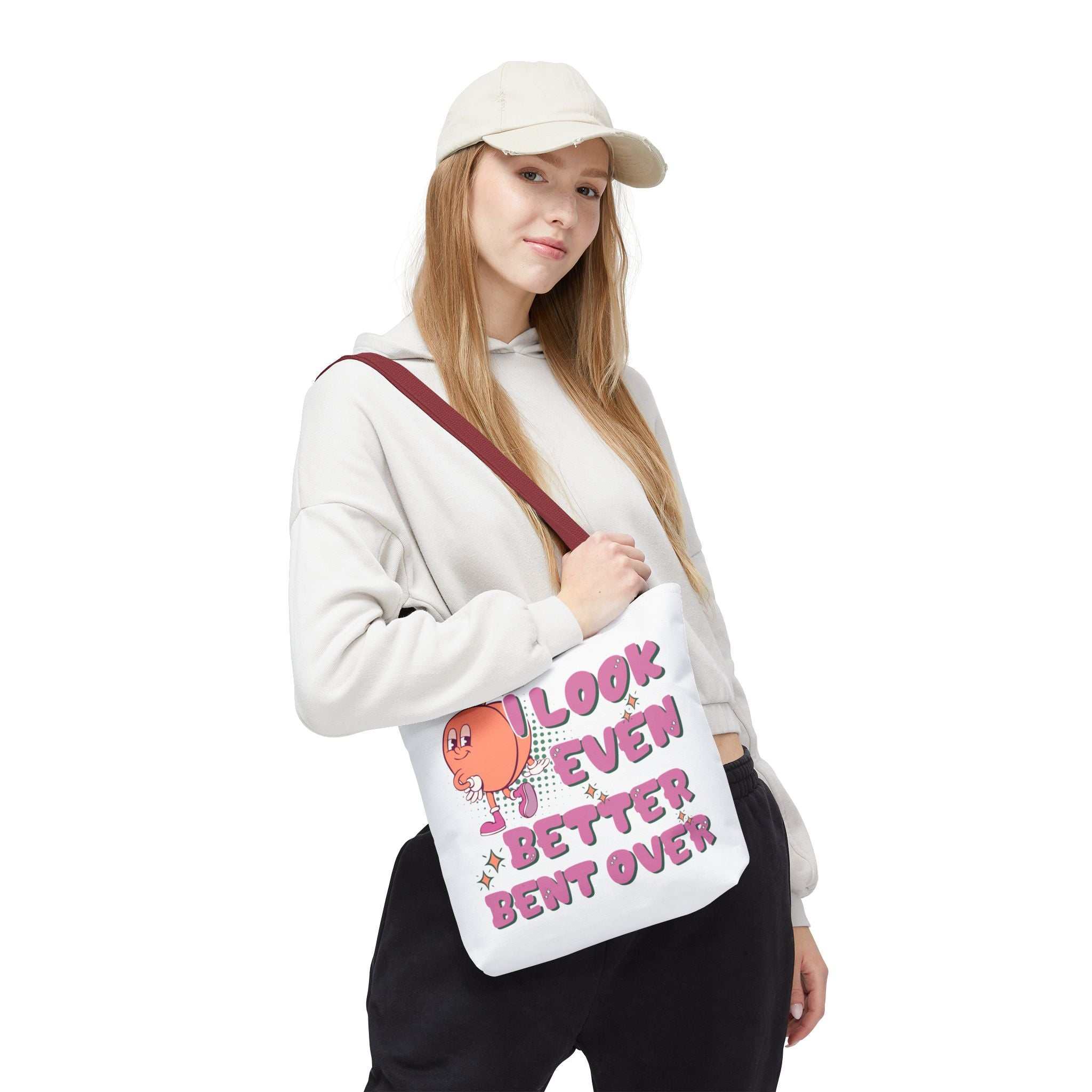 Cheeky Even Better Bent Over tote bag with durable spun polyester and colorful handles