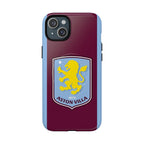 Aston Villa MagSafe iPhone case with claret and blue colors and club crest, dual layer protection, and wireless charging compatible