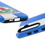 Blackburn Rovers Magnetic Samsung phone case with blue and white colors, dual-layer protection, and wireless charging compatibility