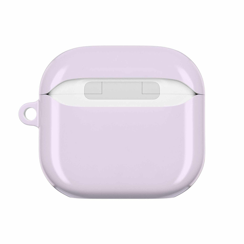 Lavender AirPods protective case with glossy finish, durable hard shell, and lightweight design