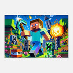 Minecraft Wall Canvas featuring vibrant blocky designs, perfect for fans, adds color to any room.