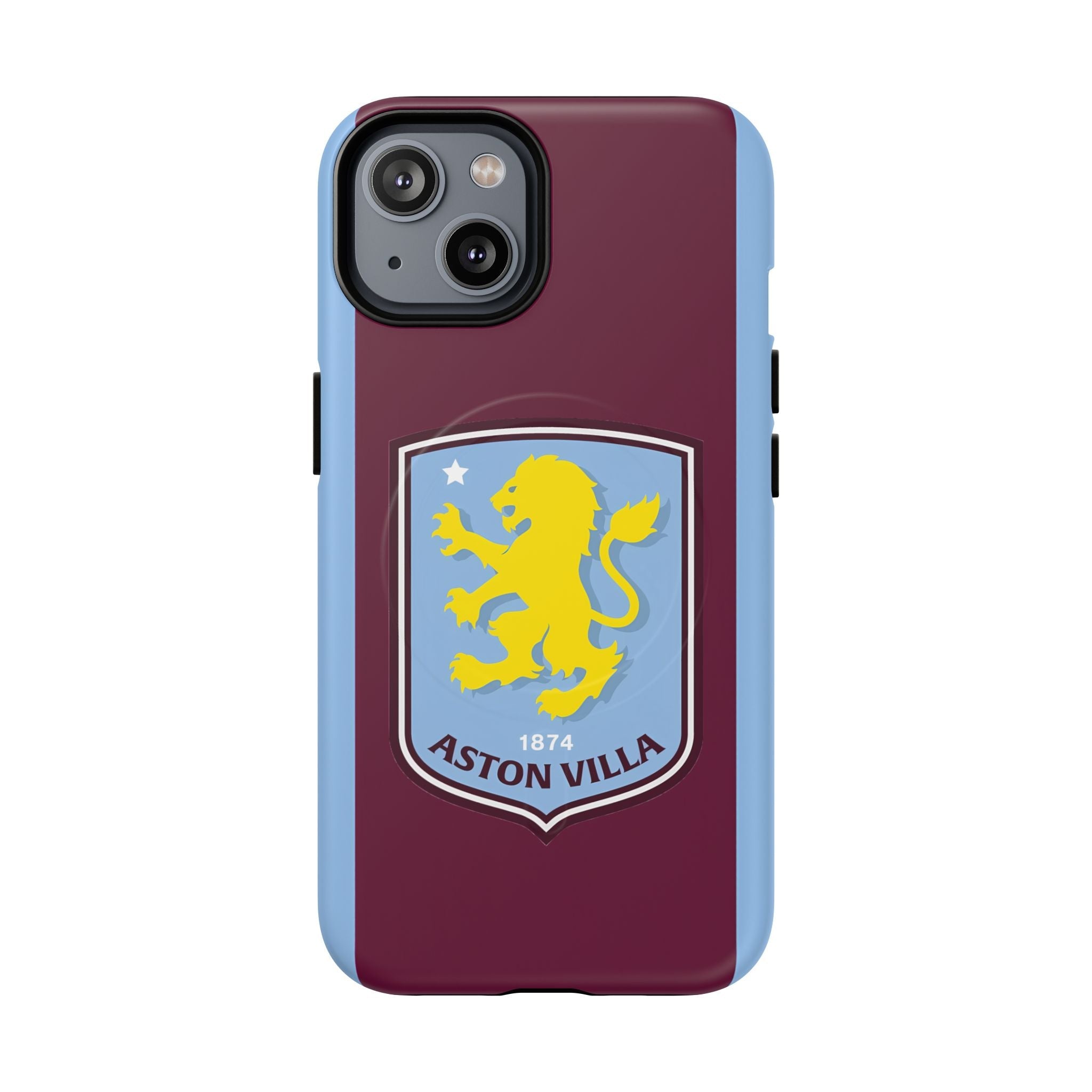 Aston Villa Magsafe iPhone Case with claret and blue colors and yellow lion crest for team spirit and protection