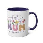 Best Mum Ever Mother's Day gift mug with floral design, ceramic, glossy finish, microwave and dishwasher safe.