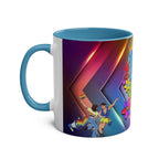LGBTQ+ Pride mug with vibrant rainbow design, ceramic, 11oz, dishwasher safe.