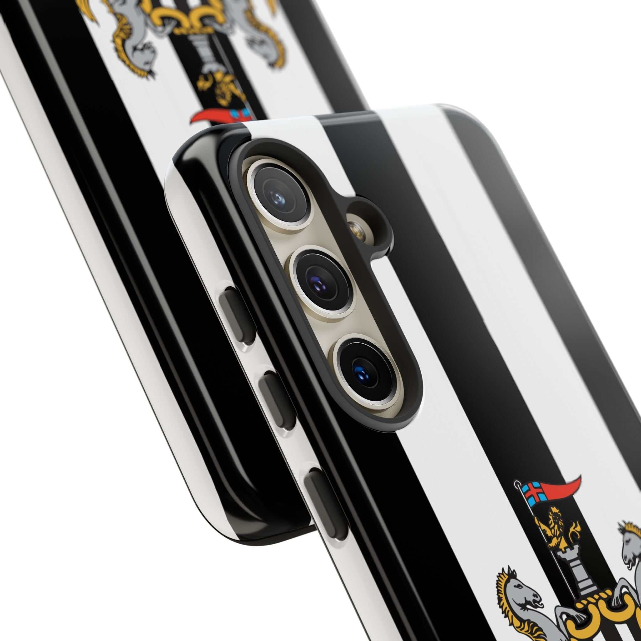 Newcastle United Samsung phone case with black and white colors and magnetic protection