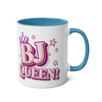 Colorful BJ Queen Coffee Mug with bold playful text, perfect for confident bold personalities and gifts