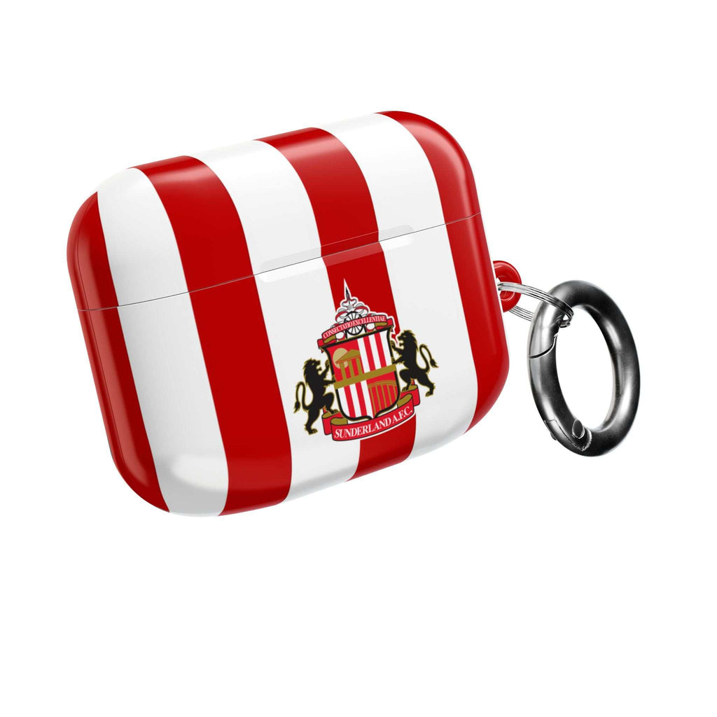 Sunderland FC AirPods protective case with club colors and crest, durable and wireless charging compatible