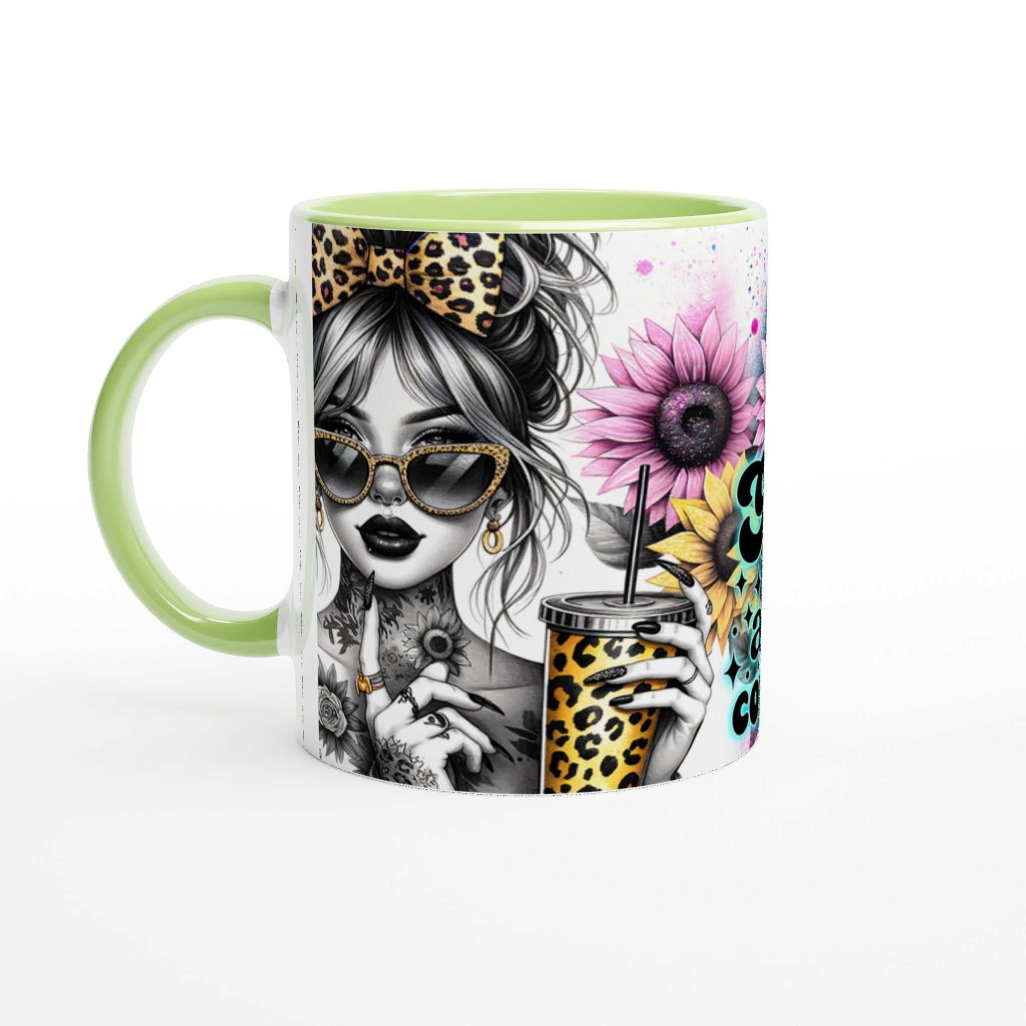 Motivational coffee mug with colorful design and inspirational quote, 11oz ceramic, microwave and dishwasher safe.
