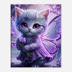 Adorable Fairy Kitten Wall Canvas featuring a magical kitten with fairy wings, perfect for whimsical decor.