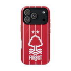 Nottingham Forest MagSafe iPhone case with red design and club crest, durable dual-layer protection, compatible with wireless charging.