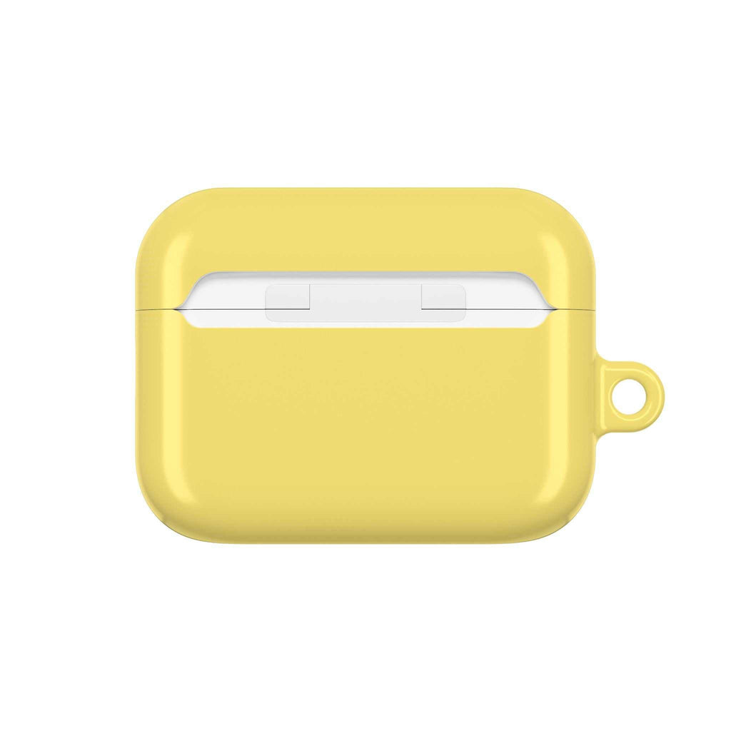 Lemon yellow hard shell AirPods protective case with glossy finish and durable, lightweight design