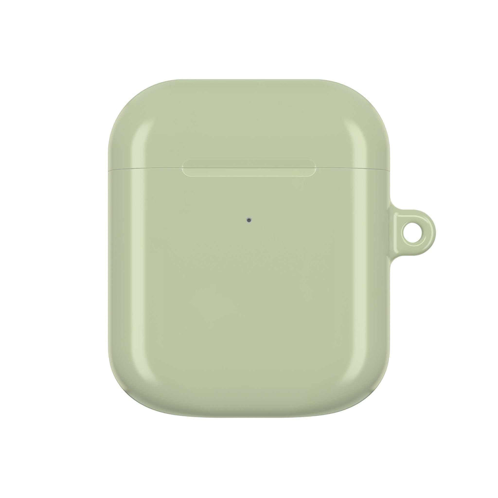 Sage green hard shell AirPods Protective Case with glossy finish and lightweight design