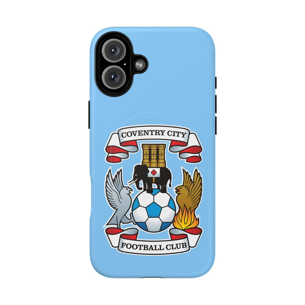Coventry City MagSafe iPhone case with sky blue color and football club crest, dual-layer protective design for iPhone.
