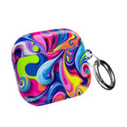 Vibrant Colour Splash protective hard shell case for AirPods and AirPods Pro with bright multicolor swirl design and keyring attachment