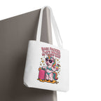 Fun unicorn travel tote bag with cheeky design and multiple handle color options