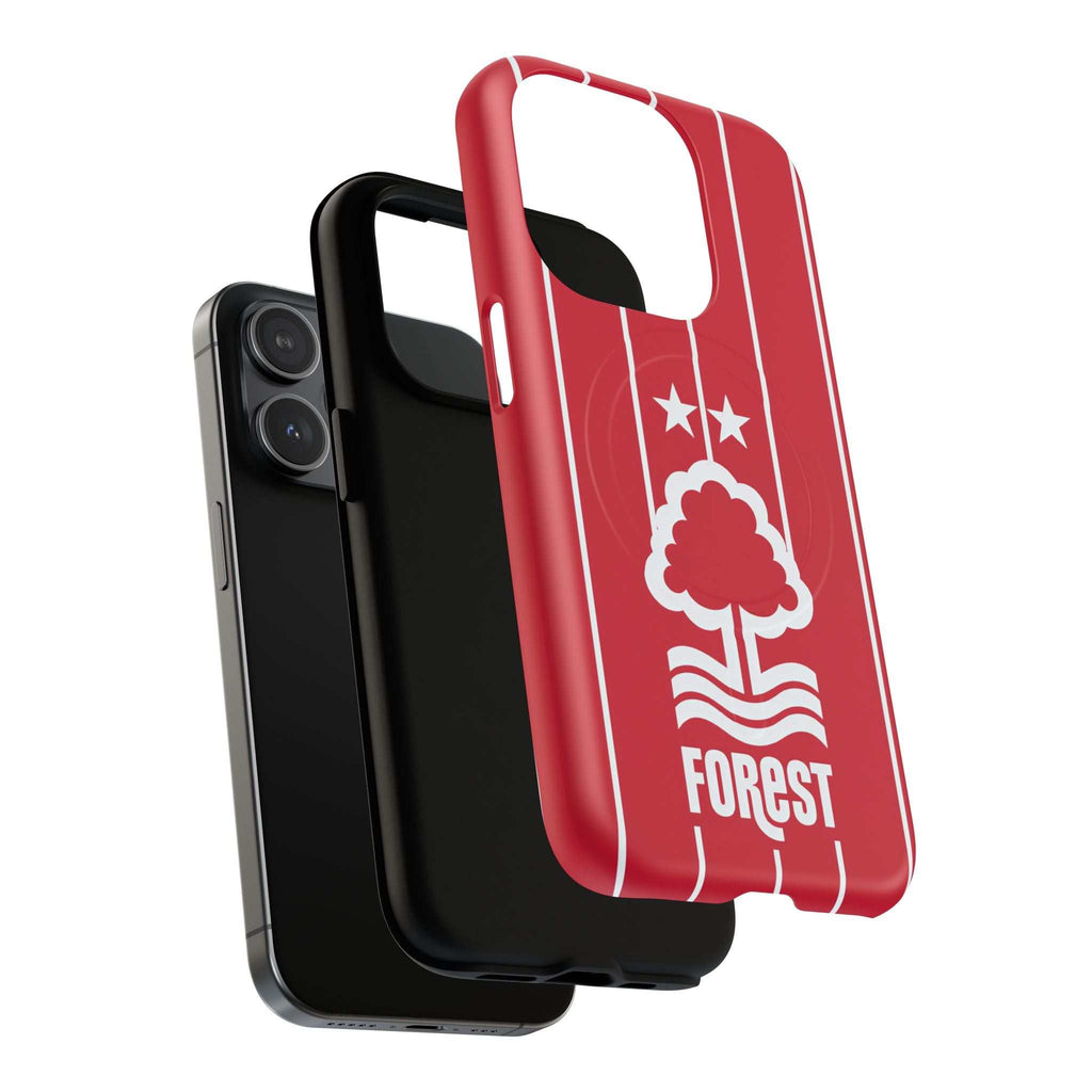 Nottingham Forest Magsafe iPhone case with red design, club crest, dual-layer protection, and MagSafe compatibility