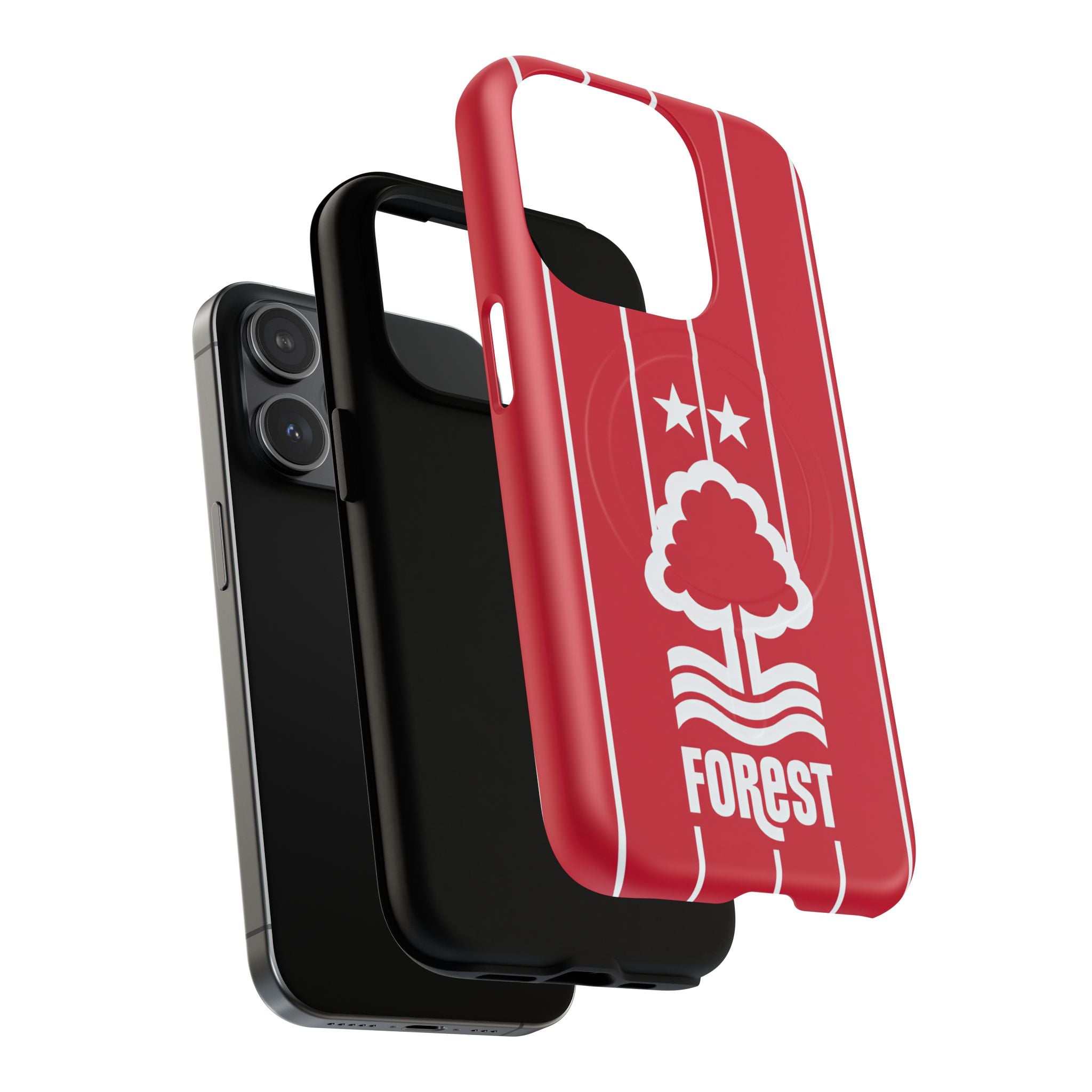 Nottingham Forest Magsafe iPhone case with red design, club crest, dual-layer protection, and MagSafe compatibility