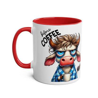 Fun Sarcastic Coffee Mug with animal design, red handle, glossy finish.