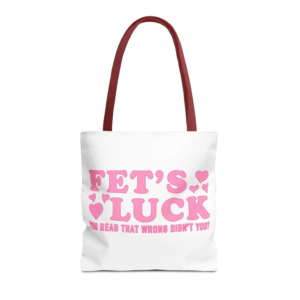 Pink heart tote bag with cheeky fun design and durable spun polyester fabric