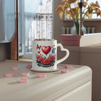 Gorgeous Valentines Day mug with heart-shaped handle, vibrant design, perfect for romance.