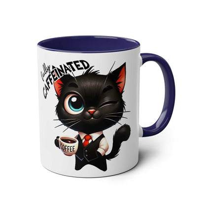 Fun Sarcastic Coffee Mug with winking cat graphic, available in 7 colors, ceramic, microwave and dishwasher safe.