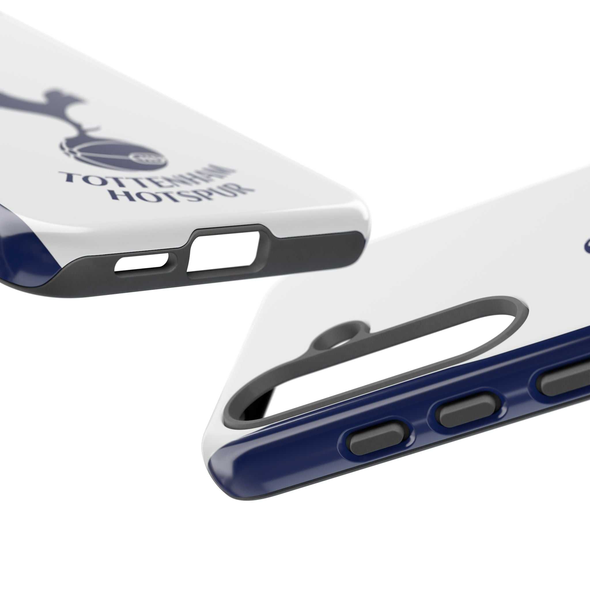 Tottenham FC Magnetic Case for Samsung phone in white and navy with official-inspired crest, dual-layer protection and wireless charging compatibility