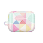 Pastel geometric print hard shell protective case for AirPods and AirPods Pro with glossy finish