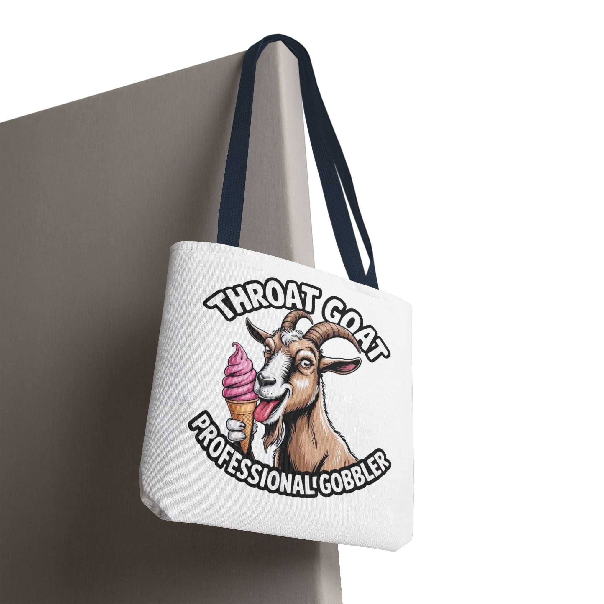 Professional Gobbler Funny Tote Bag with cheeky design, durable spun polyester, multiple sizes and handle colors