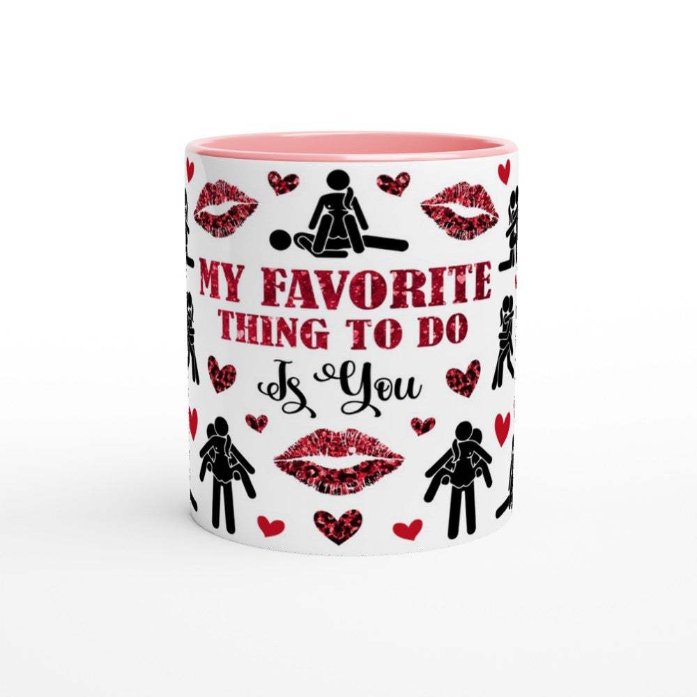Cheeky Fun Valentines Day Mug with playful design, glossy finish, and colorful rim; perfect gift for loved ones.