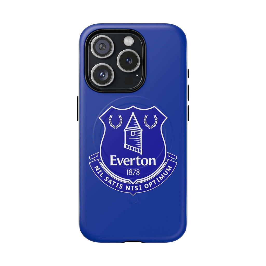 Everton FC MagSafe iPhone case in royal blue with club crest and dual-layer protection