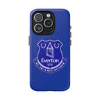 Everton FC MagSafe iPhone case in royal blue with club crest and dual-layer protection