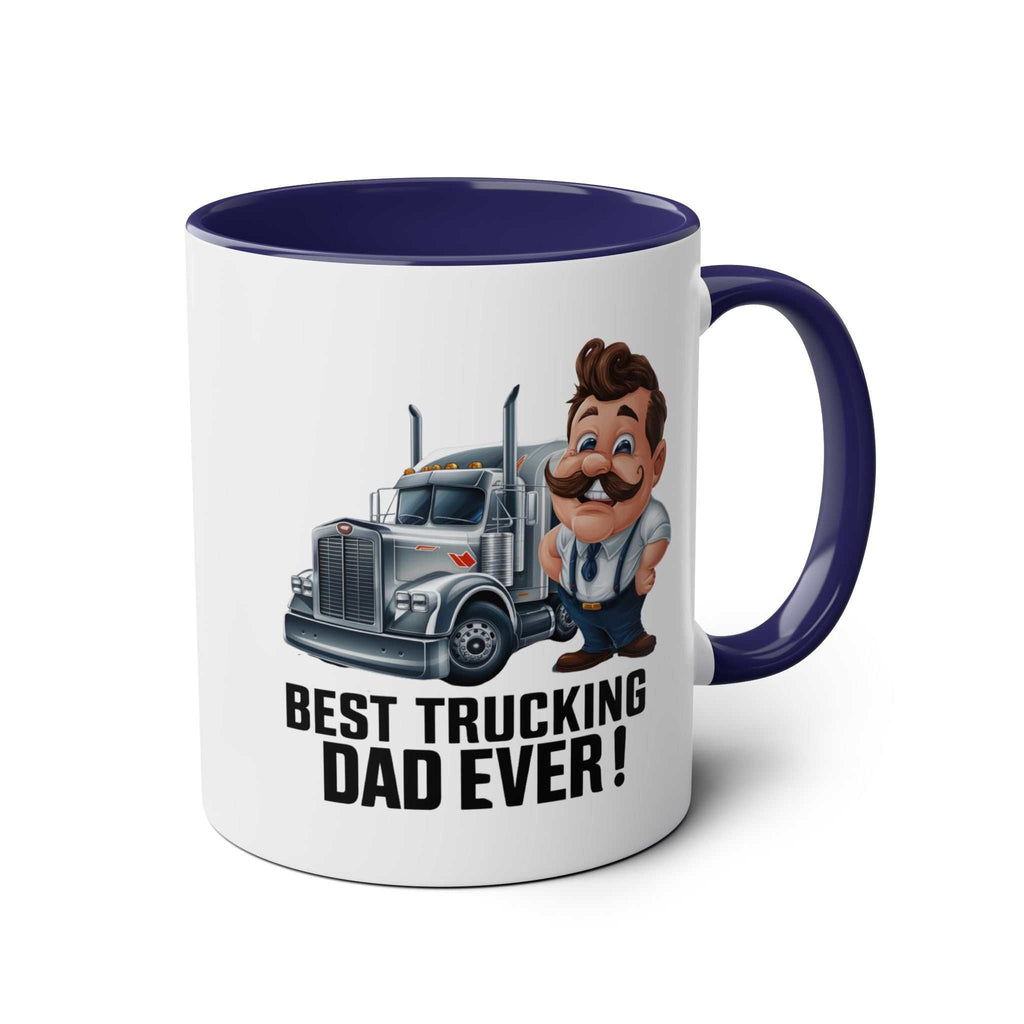 Best Trucking Dad fun Father's Day gift mug with truck design.
