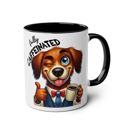 fun sarcastic coffee mug with dog illustration and humorous quote