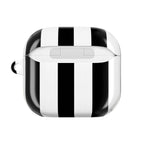 Newcastle Utd FC black and white striped AirPods protective case with glossy finish and durable hard shell
