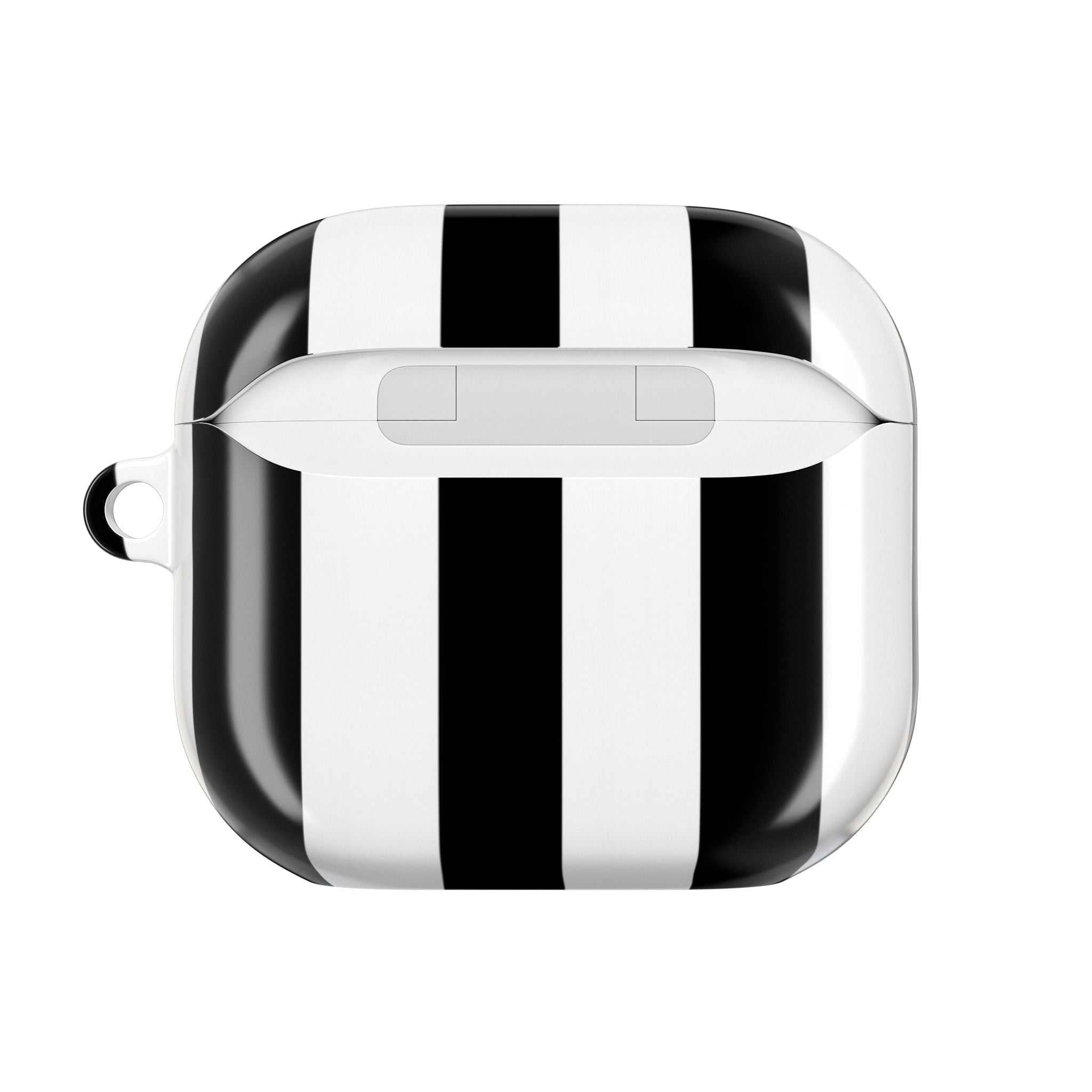 Newcastle Utd FC black and white striped AirPods protective case with glossy finish and durable hard shell