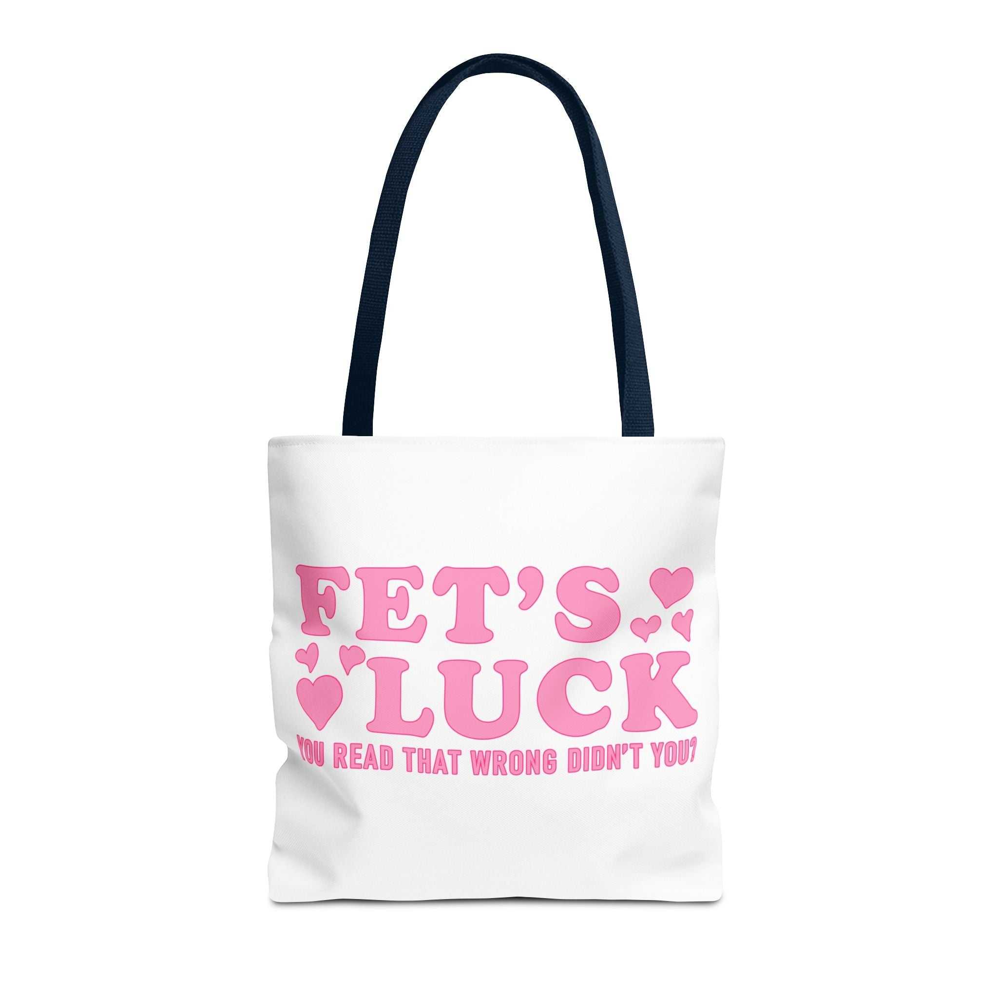 Pink Heart Tote Bag with fun cheeky design and multiple handle color options