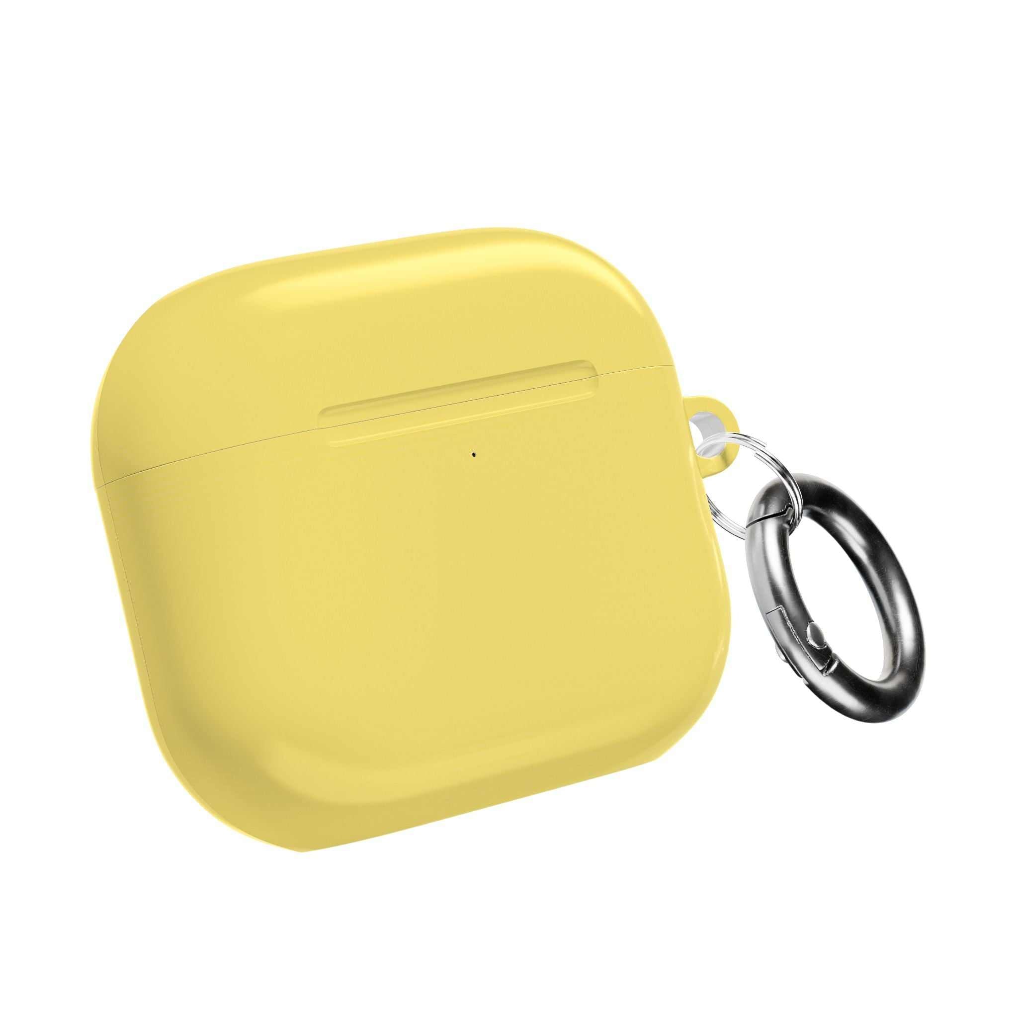 Lemon yellow protective hard shell case for AirPods and AirPods Pro with keyring and glossy finish