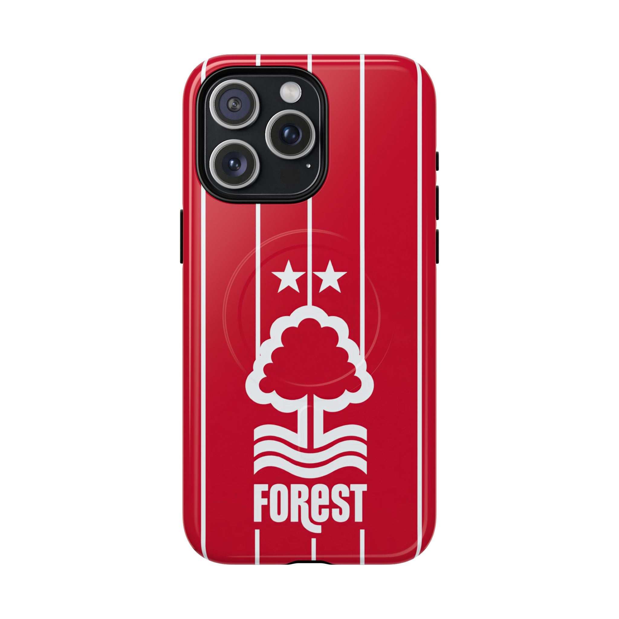 Nottingham Forest Magsafe iPhone Case in red with club crest, dual-layer protection, and MagSafe compatibility