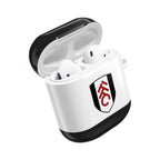 Fulham FC AirPods protective case with black and white club crest, shock-resistant and wireless charging compatible